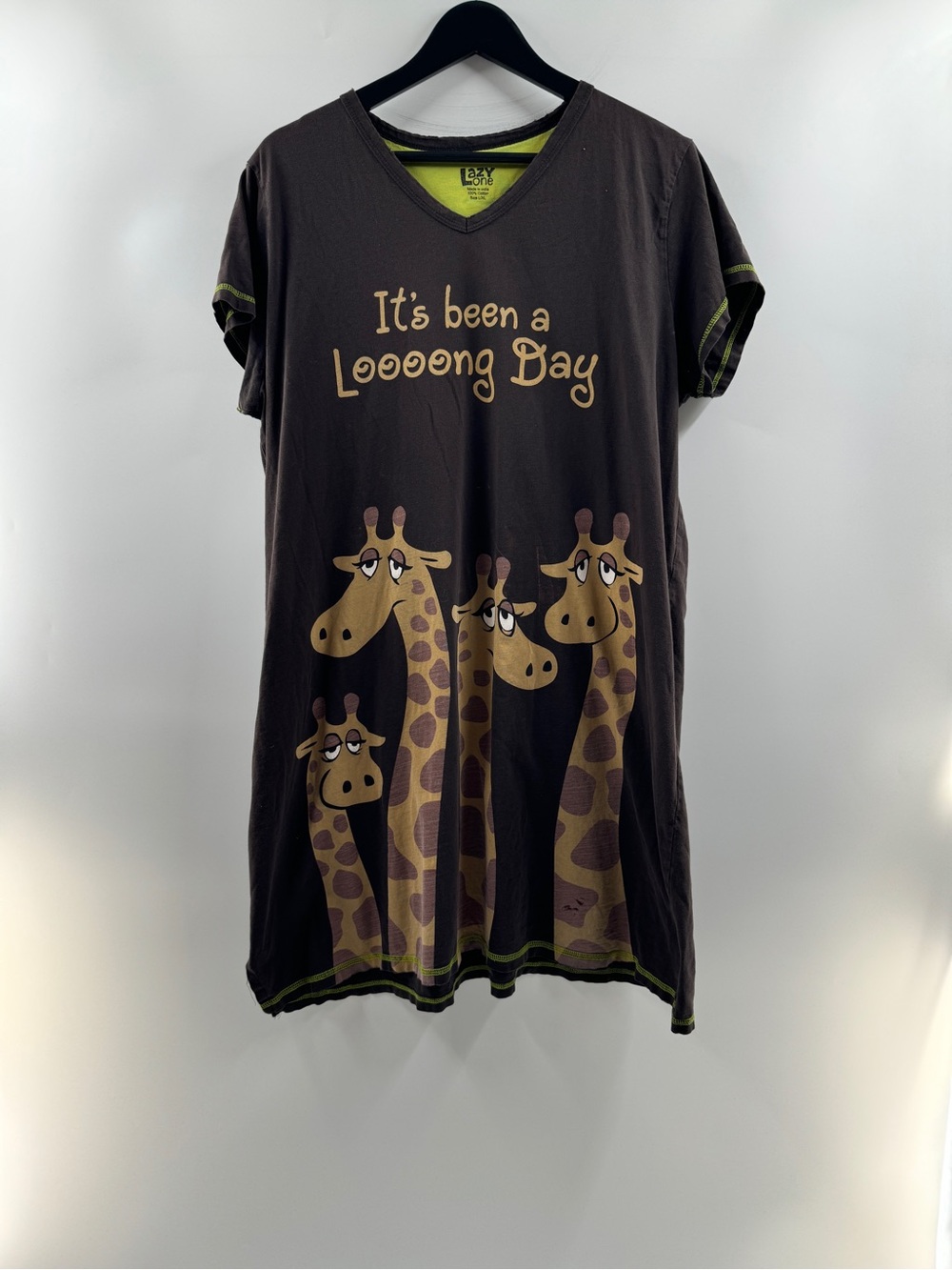 Lazy One Giraffe “It’s Been a Looong Day” Pajama Sleep Shirt – Women's L/XL